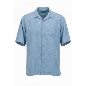 Cubavera Shirt Men's XL Hawaiian Paisley 100% Polyester Blue Summer Vacation